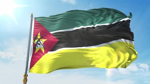 Realistic Mozambique Flag Waving Animation Loop