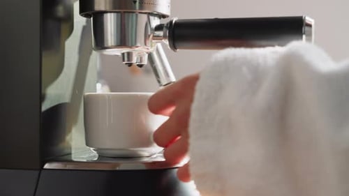 Espresso Machine Dispenses Liquid into Mug