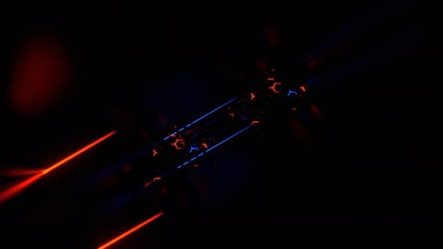 Blue And Orange Corridor With Neon Lasers And Honeycombs Background Vj Loop In 4K