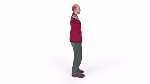 3D Model of a Man in Red Jacket and Green Pants