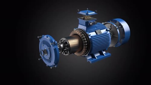 Electric Motor Parts and Structure in a Motion i