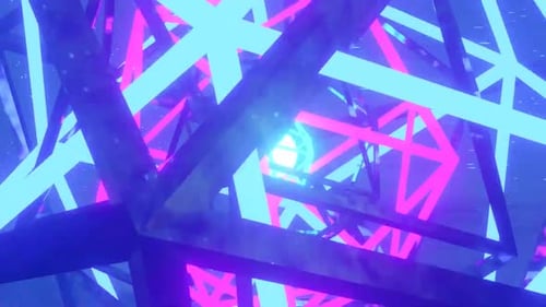 Futuristic Neon Light Tunnel Geometric Animation