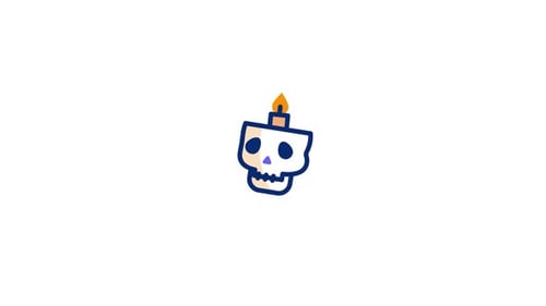 Hand-Drawn Halloween Skull Candle Animated Icon