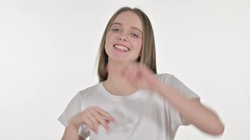 Happy Woman Dancing in Studio