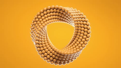 3D Loop Animation of Spinning Balls Molded Into Uneven Circle