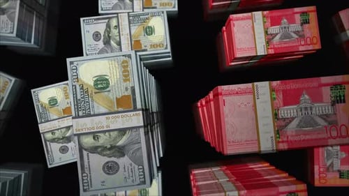 US Dollar and Dominican Peso money exchange loop