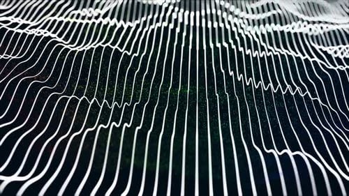 Abstrakte digitale Welle mit fließenden Partikeln, Linien, Licht, Bewegung, Schleife, Hintergründe, Animation. Vd 390