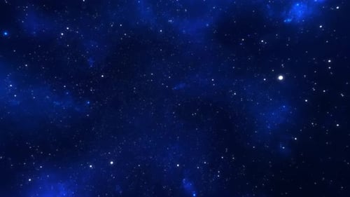 Twinkling Stars and Nebulae in Deep Blue Space Background