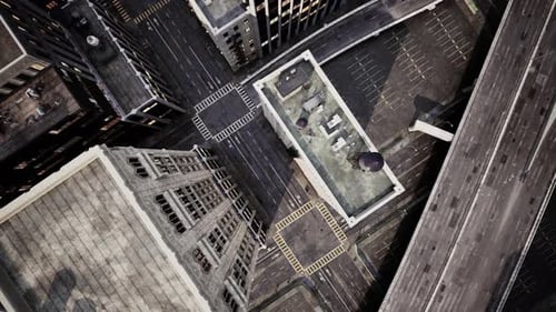 Vista desde arriba de la ciudad del edificio de rascacielos desde Zumbido
