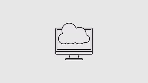 Flat Design Cloud Computing Monitor Animation
