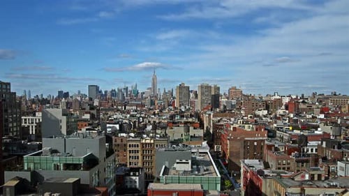 New York Skyline At Daytime. Time Lapse