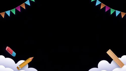 school education theme frame with stationery assets and copy space