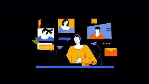 Animated Illustration of Online Video Conference