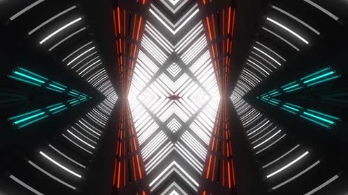 Dynamic abstract tunnel with vibrant neon lights for creative projects