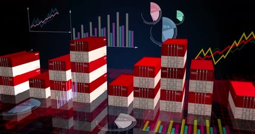 Indonesia export cargo containers with charts and diagrams
