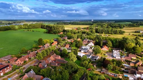 Amazing rural area with lush greenery and cute low-rise residential houses.