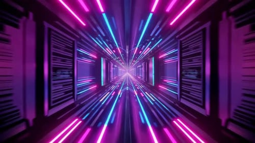 Animation en boucle de tunnel au néon cyberpunk à grande vitesse