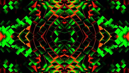 Green And Orange Random Shape Rectangular Waves Kaleidoscope Background Vj Loop In 4K
