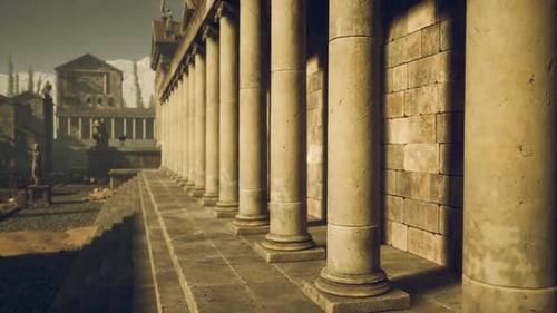 Exploring Ancient Architecture in a Historical Site with Stunning Columns