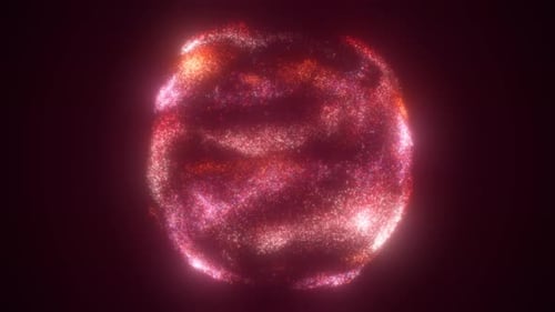 Abstrakter Kugelball aus rot glühender Energie. Video 4k, 60 Bilder pro Sekunde