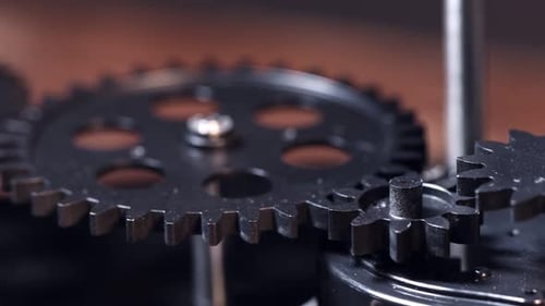 Gears Rotating in Intricate Mechanical Movement
