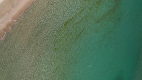Turquoise sea waters at an empty sandy beach