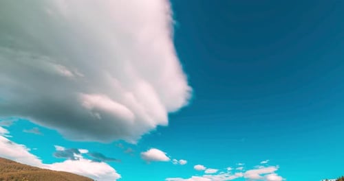 Mountain Meadow Timelapse at the Summer or Autumn Time Wild Nature and Rural Field Clouds Movement