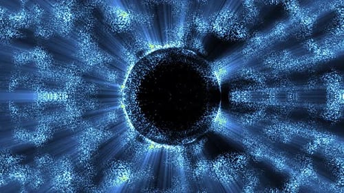 Abstract Blue Particles Radiating Light Energy Background
