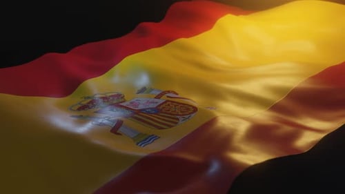 Realistic Waving Spanish Flag Seamless Loop Background