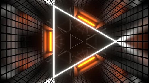 Mirrored Tunnel With Orange And White Neon Strobe Background Vj Loop In HD