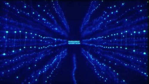 Futuristic Digital Grid Tunnel Text Reveal