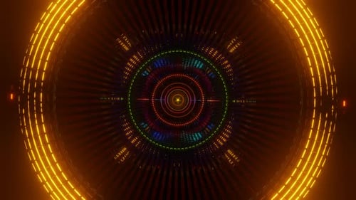 Nahtloser VJ Loop mit einem faszinierenden mehrfarbigen psychedelischen Muster mit einem futuristischen Twist