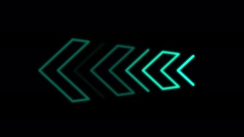 Glowing Neon Chevron Arrows Moving Left