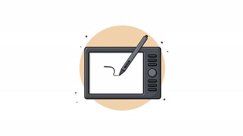 4k Graphic Tablet and Pen. Gadgets and Devices Concept Animation Video