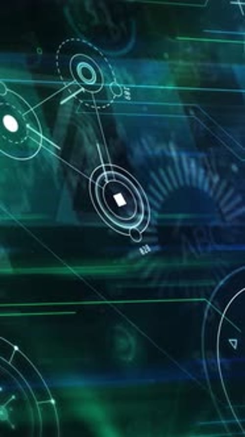 Bitcoin and Mining in Animated Abstract Infographic