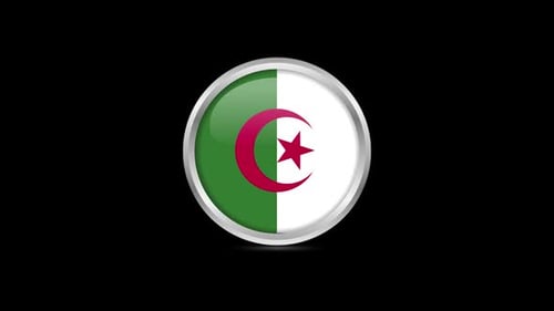 Glossy Algerian Flag Badge Animation