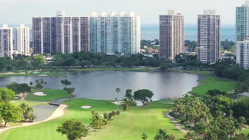 A Stunning Aerial View Showcasing Beautiful Golf Courses Located in Florida USA