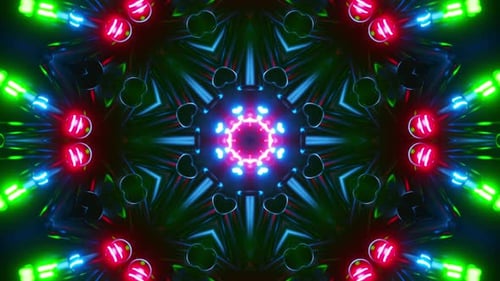Colorful abstract animation of flower. Kaleidoscope VJ loop
