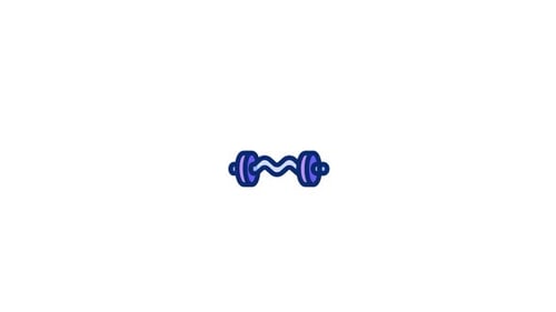 Modern Wiggling Barbell Icon with Sparkles for Fitness