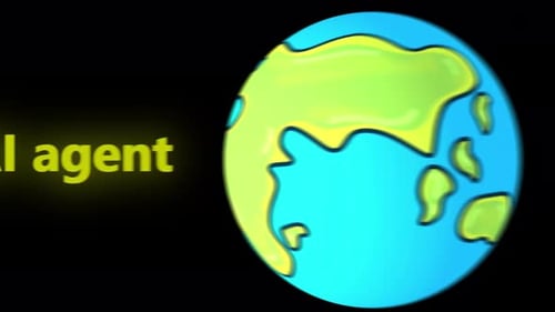 Build Your Own Ai Agent Text On Blue Digital Grid Background With Futuristic Glow On Alpha 4K
