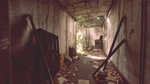 Exploring Abandoned Grunge Hallway for Survival and Post-Apocalyptic Projects