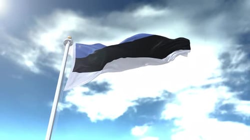 Estonian National Flag Waving in the Wind