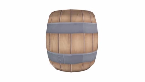 Barril estilizado girando em loop sobre fundo branco