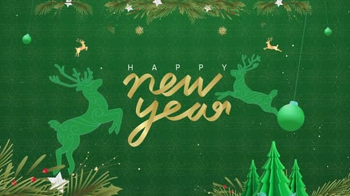 Christmas Happy New Year Green Background
