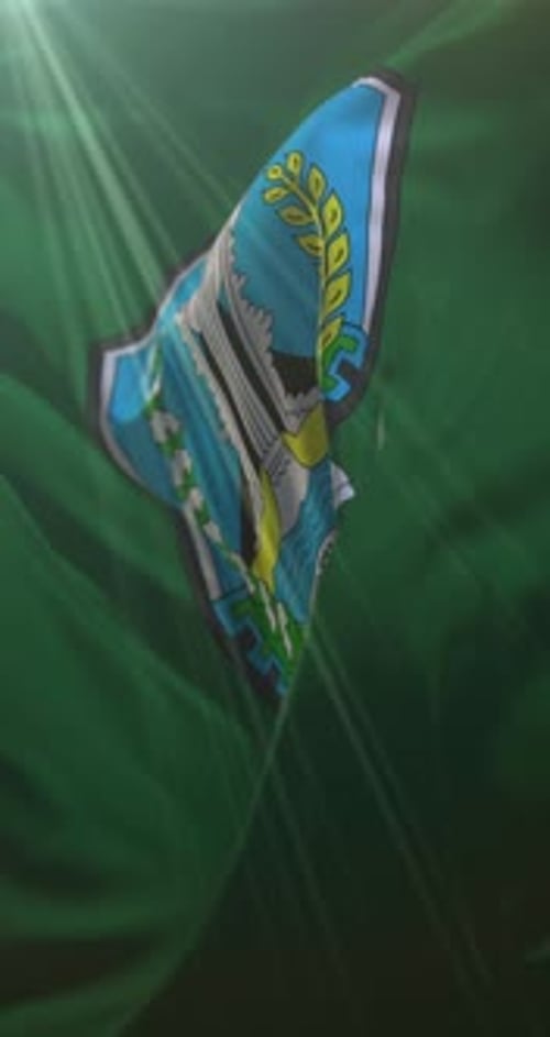 Realistic 3D Waving Vertical Flag with Official Emblem