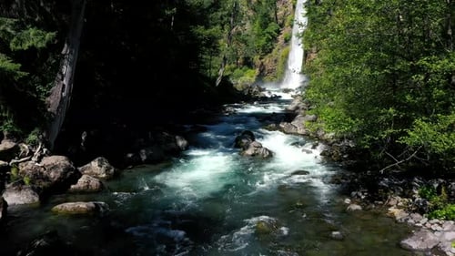 Aerial view of Mill Creek waterfall on the Rogue River in southern Oregon