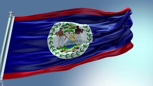 4K-Rendervideo mit Belize-Flagge weht im Wind Flagge von Belize Wave Loop winkt im Wind