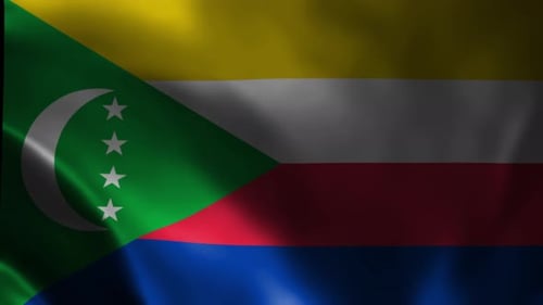 Comoros National Flag Waving in the Wind Loop