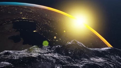 Un astéroïde survole la Terre sous une lumière cosmique intense
