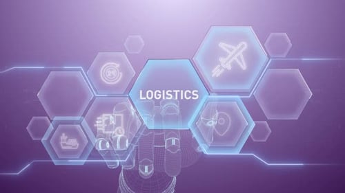 Logistics Hand touching,Digital transformation,Science and artificial intelligence,innovation